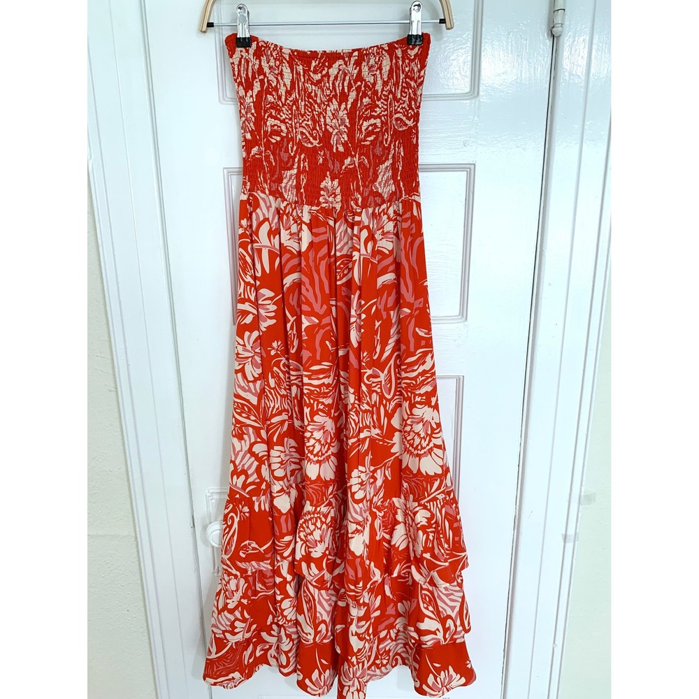 Abel the Label Anthropologie Charlotte Floral Maxi Dress S Strapless Tiered Boho - Picture 12 of 16